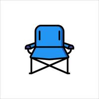 A blue folding chair icon on a white background vector