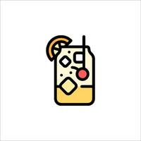 A drink with a slice of orange and a cherry on top vector