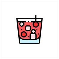 A drink with red and white cubes in it vector