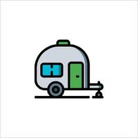 A small camper trailer icon on a white background vector