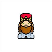 A cartoon king with a beard and a crown vector