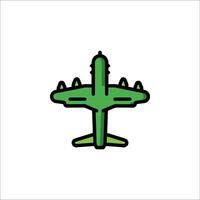 A green airplane icon on a white background vector