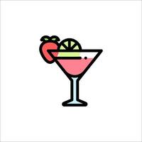 A martini with a strawberry and lime on the rim vector