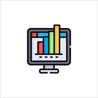 A computer monitor with a bar chart on it vector