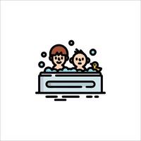 A family in a bathtub icon vector