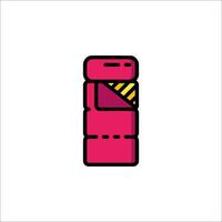 A red and black bottle with a yellow stripe vector