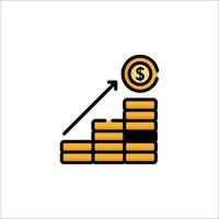 A line icon of a stack of coins with a dollar sign vector