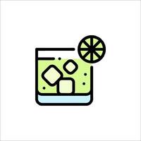 A drink with lime and ice in a glass vector