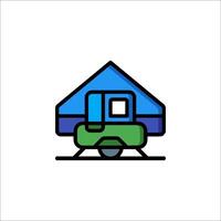 A blue and green house icon on a white background vector