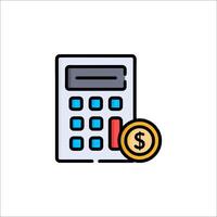 A calculator and a coin icon vector