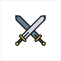 Two swords crossed on a white background vector