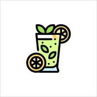 A drink with lemon slices and mint leaves vector