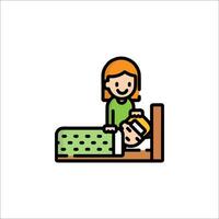 A woman is laying in bed with a child vector