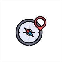 A compass icon with a red pin pointing to it vector