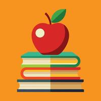 Minimalist Apple on Books Illustration for Education and Learning Themes vector