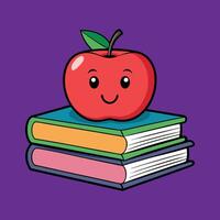 Smiling Apple on Books Illustration for Education and Learning Themes vector