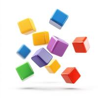 Colorful plastic blocks in a playful arrangement on a white background creating a cheerful atmosphere photo