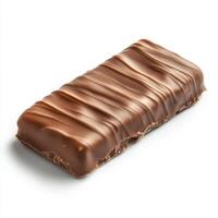 Delicious chocolate bar with a smooth coating and textured design showing elegant ridges photo