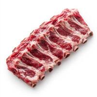 Fresh and raw meat ribs ready for cooking or grilling at a culinary setting with vibrant colors photo