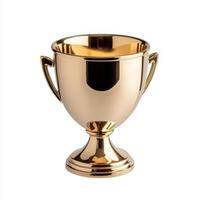 Elegant golden trophy with shiny finish for award ceremonies and sports competitions photo