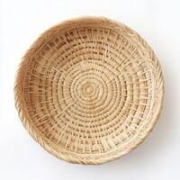 Handmade woven basket showcasing intricate craftsmanship and natural materials suitable for decorative or practical use photo