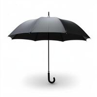 Stylish black umbrella with curved handle for protection against rain and sun photo