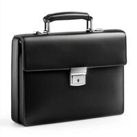 Stylish black briefcase with metal lock designed for professional use in office settings photo