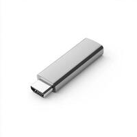 USB flash drive on a white background for data storage and transfer needs photo