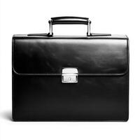 Stylish black leather briefcase for professional use showcasing elegance and practicality photo