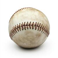 Vintage baseball resting on a flat surface showcasing its aged leather and stitching details photo
