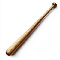 Wooden baseball bat resting on a white background showcasing craftsmanship and design details photo