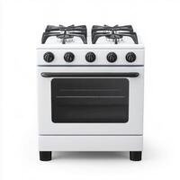 White gas stove with five burners in a modern kitchen setting showcasing a sleek design for efficient cooking photo
