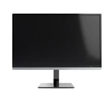 High-definition computer monitor on a simple black base showcasing a sleek and modern design in a bright environment photo