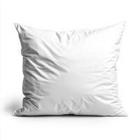 Soft white cushion placed on a clean surface for home decoration and comfort photo