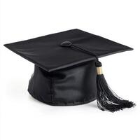 Graduation cap in black color with tassel displayed on a white background for academic celebration and achievement photo