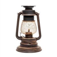 Antique oil lantern sitting on a table with a rustic backdrop inviting nostalgia and warmth on a quiet evening photo