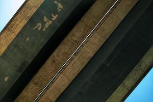 View of an Autobahn bridge underside beams photo