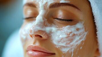 Relaxing facial treatment at a spa for rejuvenation and skincare on a calm afternoon photo