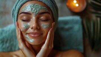 Relaxing facial treatment at a spa for rejuvenation and skincare on a calm afternoon photo