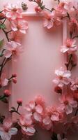 Beautiful arrangement of pink flowers on a soft pink background for a delicate floral display photo