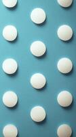 Blue wall adorned with playful white circles creating a cheerful atmosphere for decor or design photo
