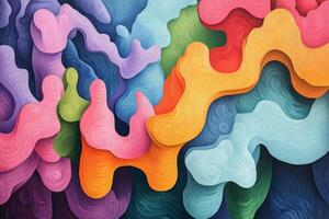 Colorful swirling abstract patterns create a vibrant visual experience in a contemporary artwork photo