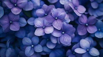 Close up of purple flowers with a mood of serenity and calmness. The flowers are arranged in a way that they seem to be floating in the air, giving the impression of a peaceful and tranquil scene photo