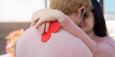 Valentine day embrace romantic couple sharing love in a cozy setting heartfelt connection intimate moment photo
