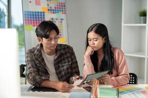 Creative team design collaboration in modern workspace graphics development inspirational environment focused viewpoint photo