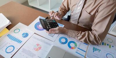 Business analysis report finance insights office setting document review professional environment close up view data interpretation photo