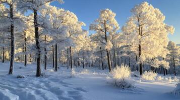 Winter landscape with snow covered trees photo