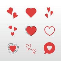 Collection of Red Heart Shapes and Icons vector