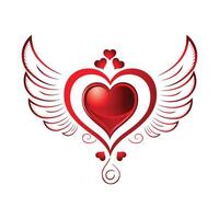 flying red heart design vector