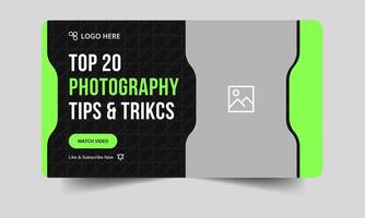 Editable photography techniques thumbnail banner design, trendy photography ideas and tips thumbnail banner design, fully customizable eps 10 file format vector